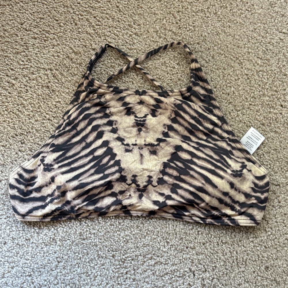 Billabong Brown and Black Animal Print Bikini Top